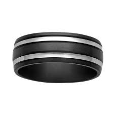 Black Zirconium With Double Groove Ring