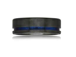 Black Zirconium With Blue Groove Ring