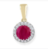 9ct Yellow Gold Ruby And Diamond Pendant (Pendant Only)