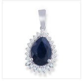 9ct White Gold Sapphire And Diamond Pendant (Pendant Only)