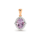 9ct Rose Gold Pink Amethyst And Diamond Pendant (Pendant Only)