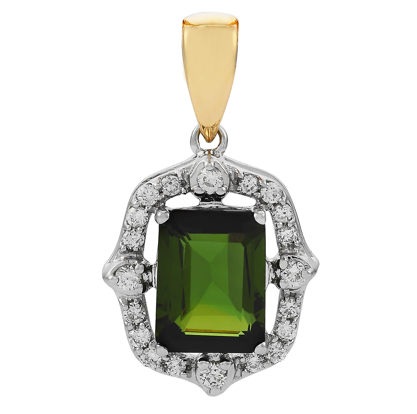 9ct Green Tourmaline & Diamond Pendant