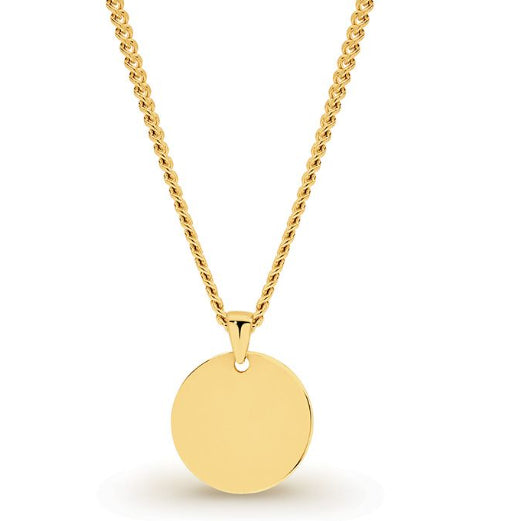 9Ct Yellow Gold Engraveable Disk Necklace