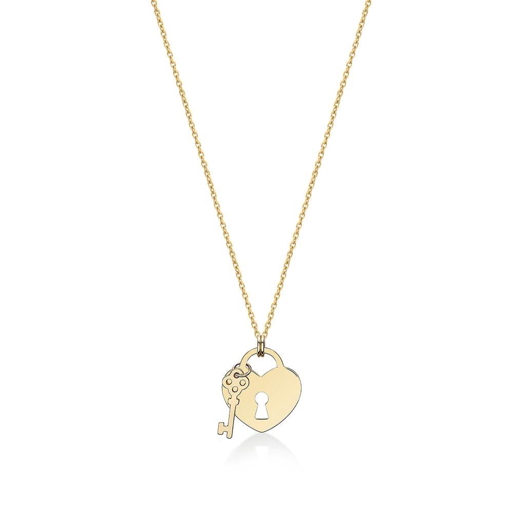 9Ct Yellow Gold Padlock And Key Necklace