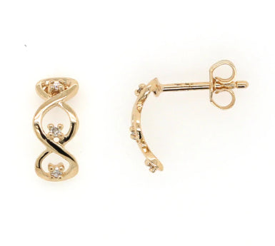 9Ct Yellow Gold Daimond Infinty Loop Earrings