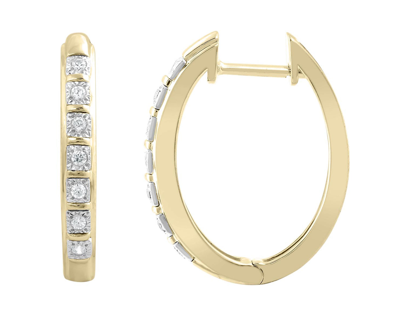 9Ct Yellow Gold Diamond Huggie Earrings