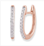 9Ct Rose Gold Diamond Huggie Earrings
