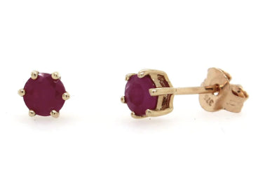 9Ct Yellow Gold Ruby Stud Earrings