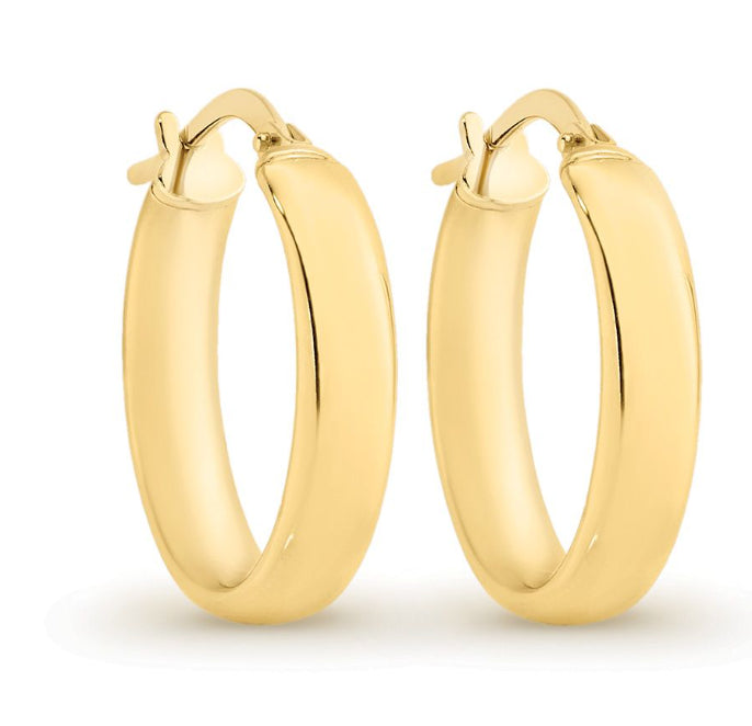 9Ct Yellow Gold Silver Bonded Round Hoop Earrings