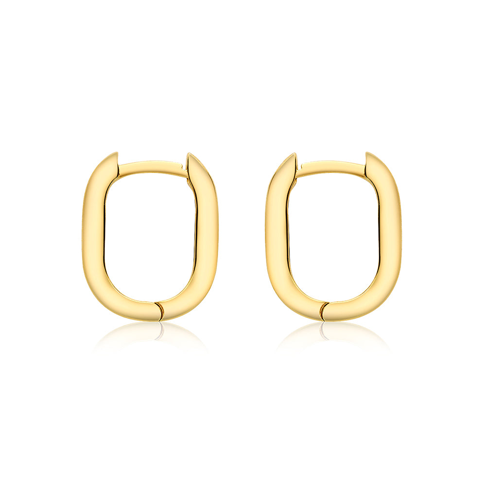 9Ct Yellow Gold Rectangle Hoops