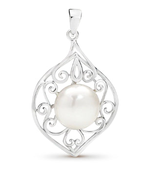 Sterling Silver Button Freshwater Pearl Pendant