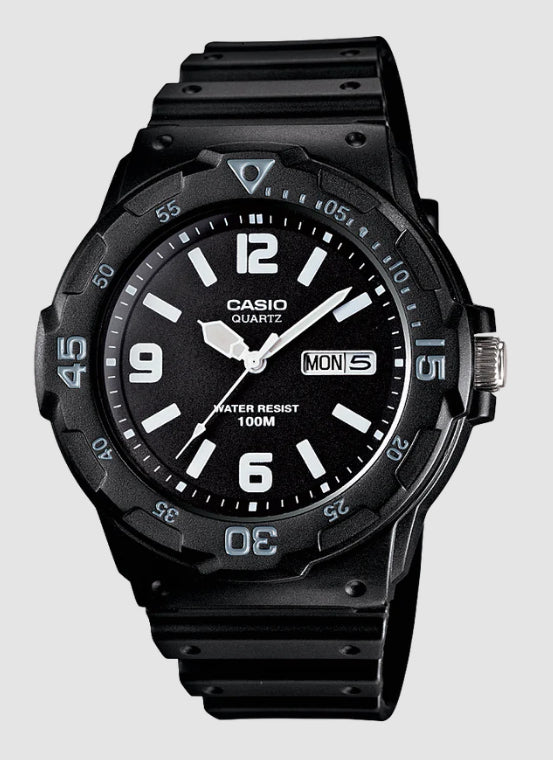 Mens Casio Black Analogue Day & Time Watch
