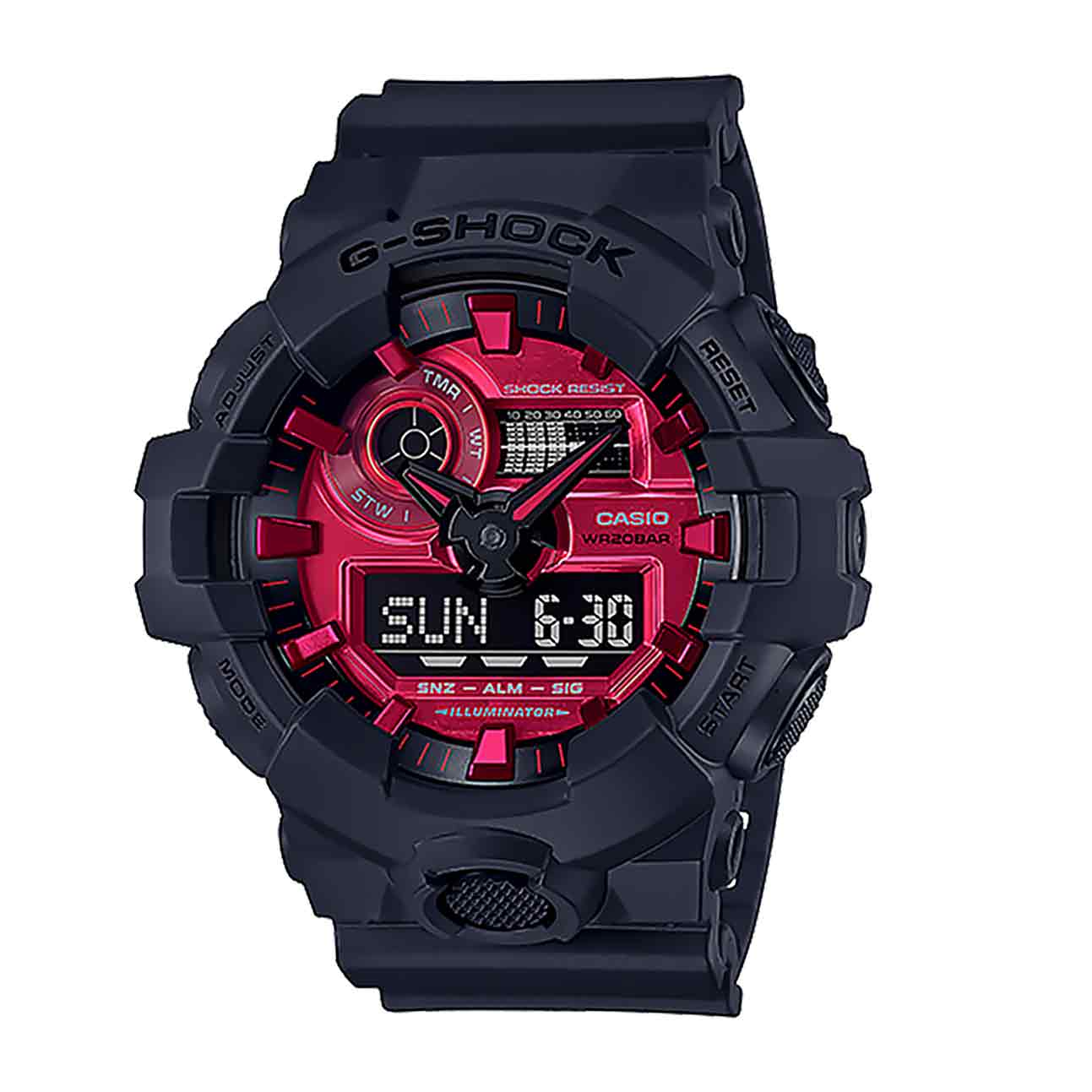 Black Casio G-Shock With Red Dial