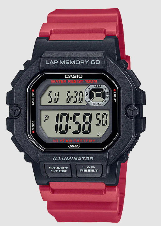 Mens Casio Digital Black and Red Watch