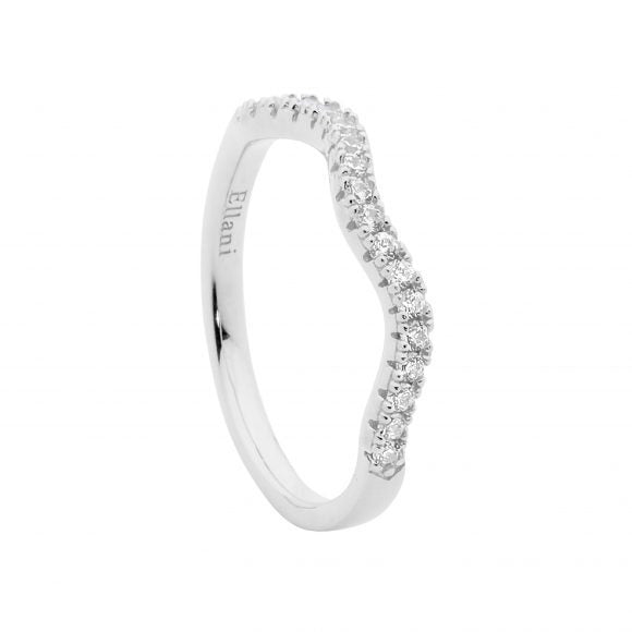 Sterling Silver Cubic Zirconia Wave Stacker Ring