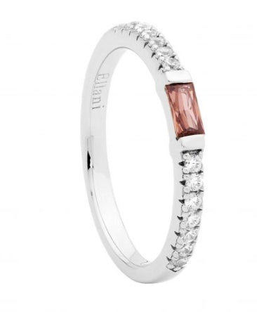 Womans Cubic Zirconia Band With A Rhodolite Cubic Zirconia