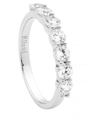 Sterling Silver 7 Cubic Zirconia Ring