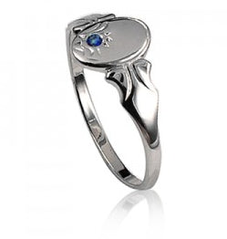 Sterling Silver Oval Blue Spinel Signet Ring