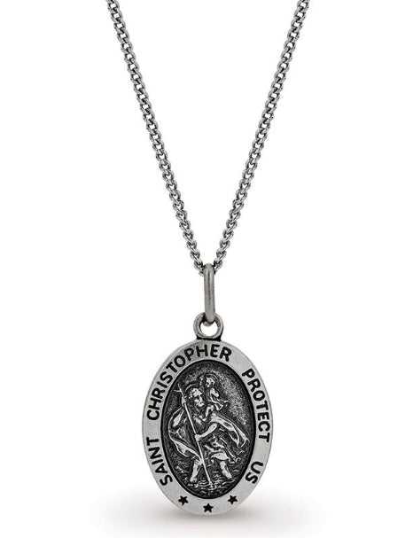 Sterling Silver St Christopher Medal & Chain