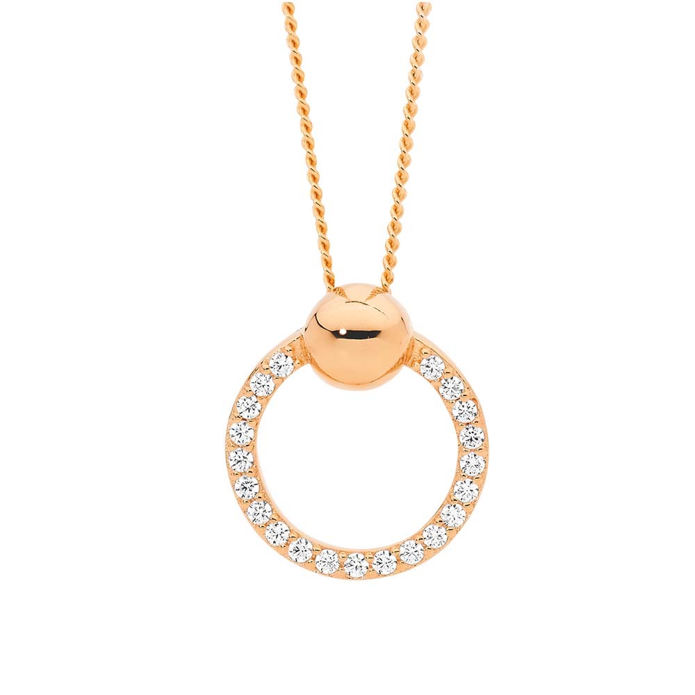 Rose Gold Plated Sterling Silver Circle Necklace