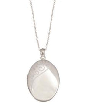 Sterling Silver Engraved Oval Locket And 45cm Chain