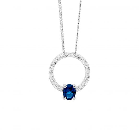 Sterling Silver Cubic Zirconia Pendant With A Oval London Blue Cubic Zirconia