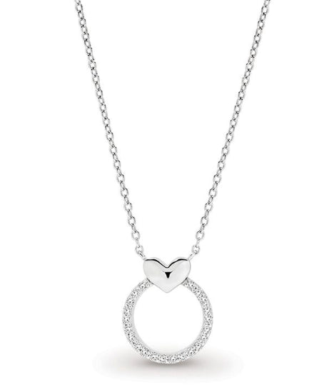Sterling Silver Cz Circle Necklace & Chain