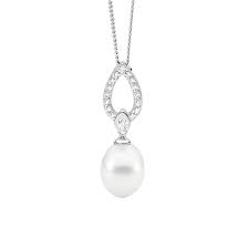 Sterling Silver Cubic Zirconia And Pearl Pendant