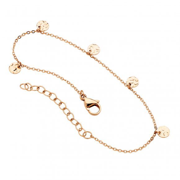Rose Gold Plated Stainless Steel Bracelet With 5 Disc Feature