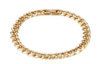 Mens Stainless Steel 14Ct Gold Plated Curb-Link Chain Bracelet
