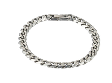 Mens Stainless Steel Curb-Link Chain Bracelet