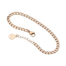 Stainless Steel Rose Gold Plate Curb Bracelet