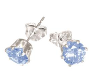 Sterling Silver Blue CZ Stud Earrings