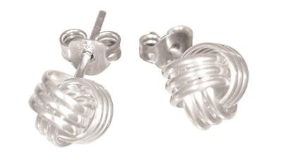 Silver Knot Stud Earrings