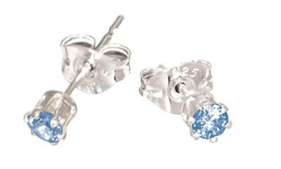 Silver Blue Cz Earrings