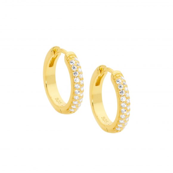Gold Plated Sterling Silver Cz Hoops