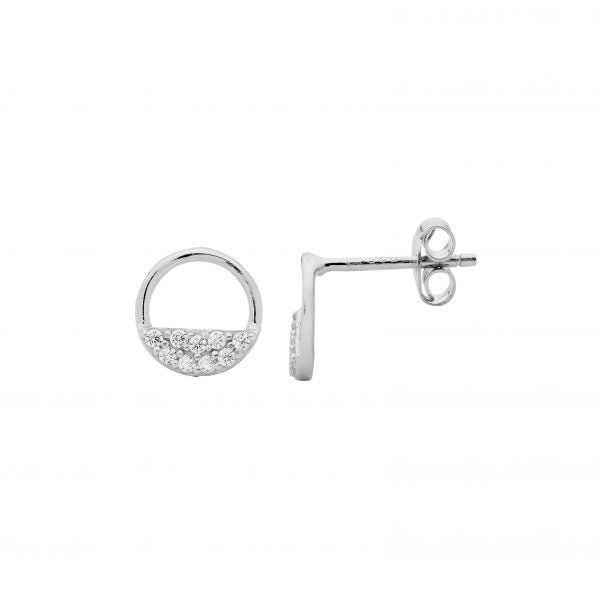 Ellani Sterling Silver Open Circle Earrings With Cubic Zirconia