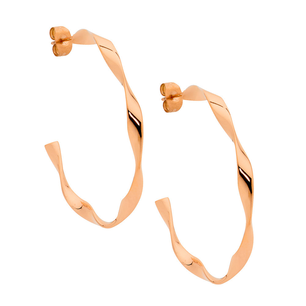 Rose Gold Plated Stainless Steel 3Cm Twisted Hoops