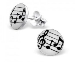 Sterling Silver Music Print Studs