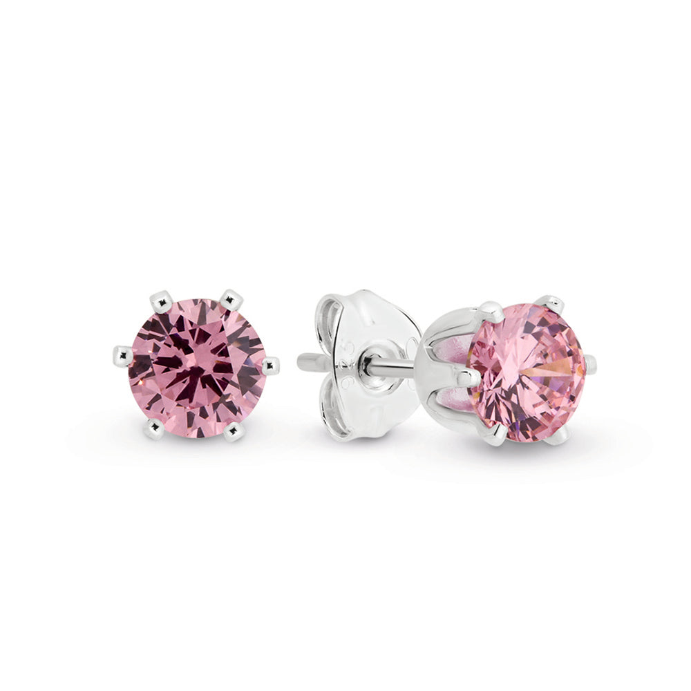 Sterling Silver Pink Cubic Zirconia Studs
